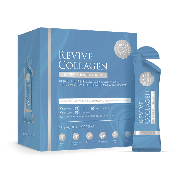Revive Collagen Sleep & Inner Calm Functional Mushroom & Adaptogen Blend with 6,000mg of Type 1 Hydrolysed Marine Collagen 28 x 22g Sachets